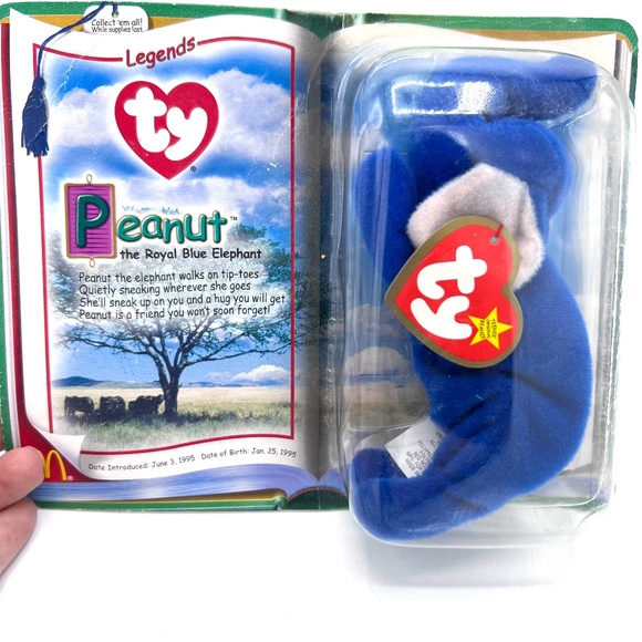 TY Peanut The Royal Blue Elephant 1995 McDonalds Beanie Baby Rare Retired Sealed - Picture 2 of 8